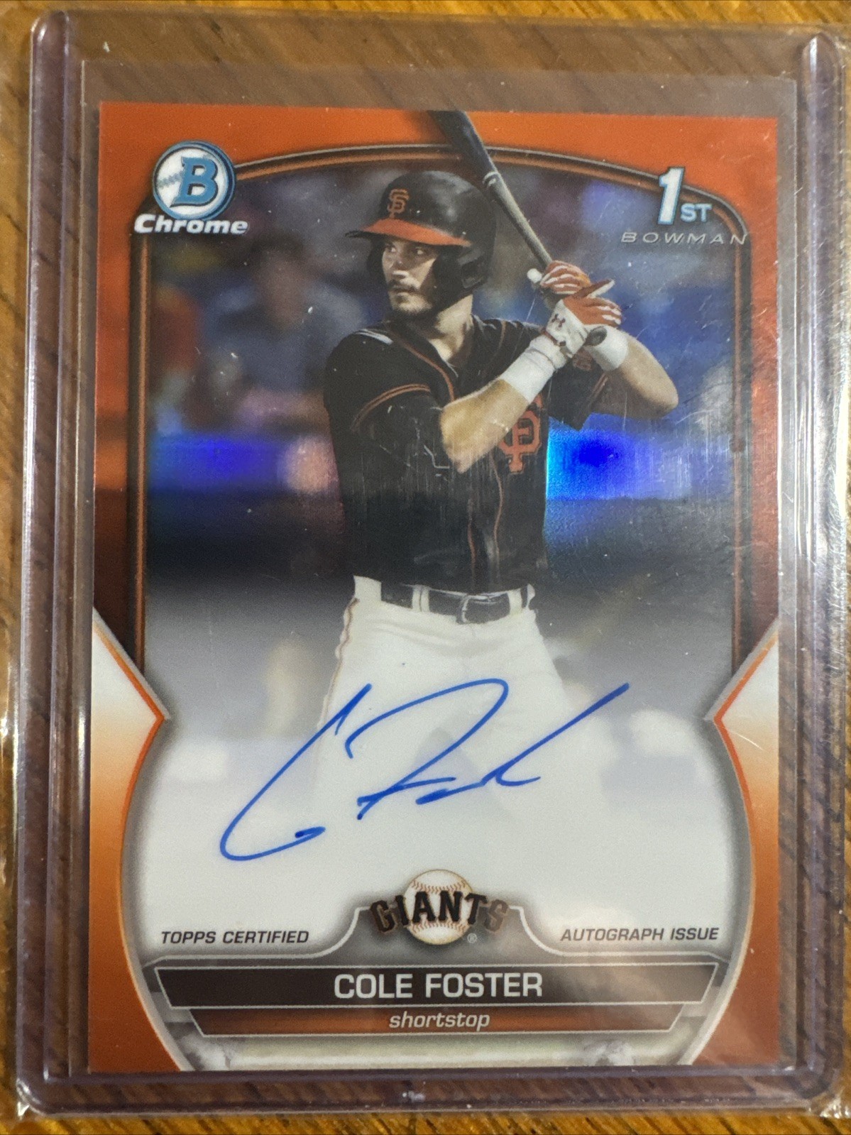 Cole Foster Auto 2023 Bowman Draft Chrome 1st ORANGE REFRACTOR 24/25 True Orange