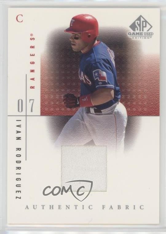 2001 SP Game Used Edition Authentic Fabric Ivan Rodriguez #IR HOF 0l2