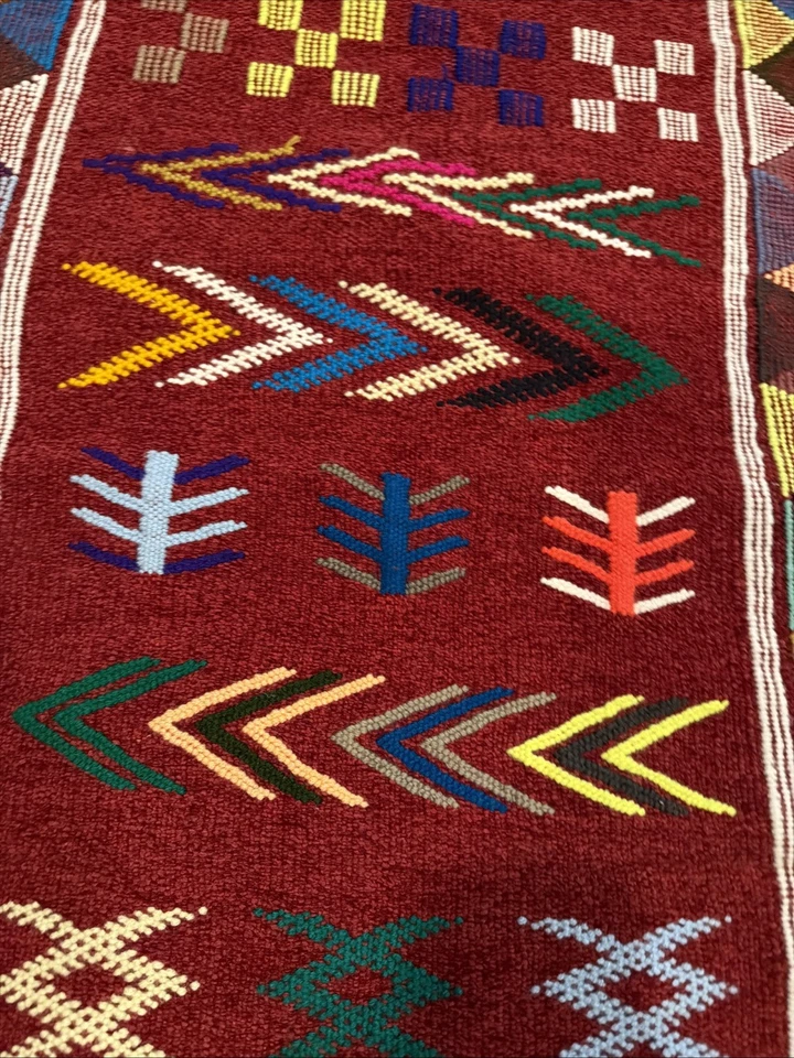 Alfombra vintage marroquí anudada a mano 1,6 x 4,5 pies pila completa alfombra tribal bereber Foto 4 de 4