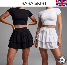 Rara Mini Skirt Black Ladies Layered Club Frill Elasticated Summer party club