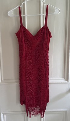 Guess Dixie Fringe Short Red Dress XS Flapper Prom Vegas