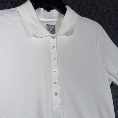 Callaway Poloshirt Damen Large weiß Opti Dri Cooling Golf Performance Knöpfe - Bild 1 von 4
