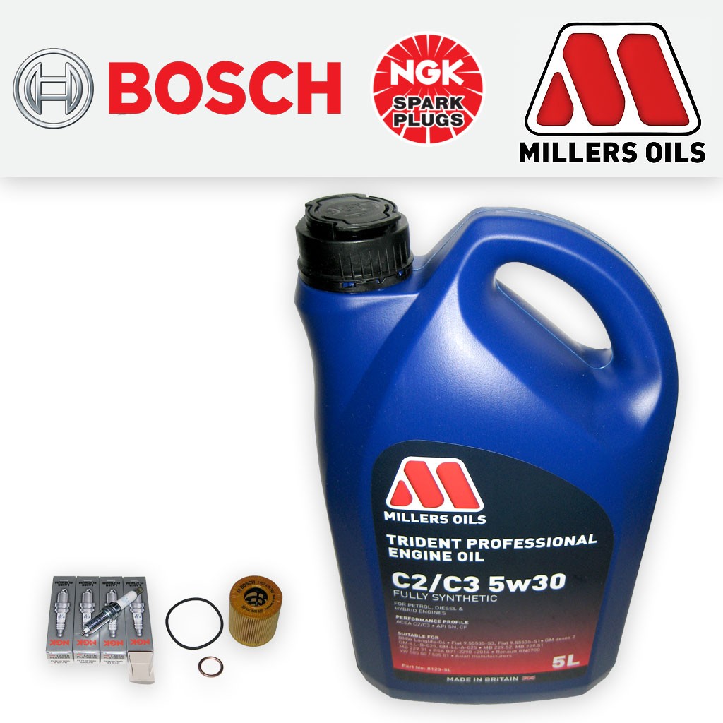 SERVICE KIT for PEUGEOT 208 1.4 VTI OIL FILTER PLUGS +5L 5w30 OIL (2012-2017)