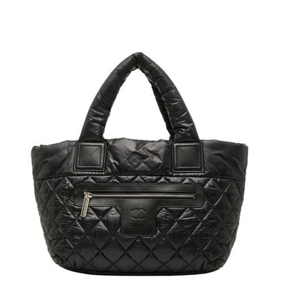 CHANEL Coco Mark Cocoon Matelasse Handbag Tote Bag Black Nylon Lea... GZl1d62z