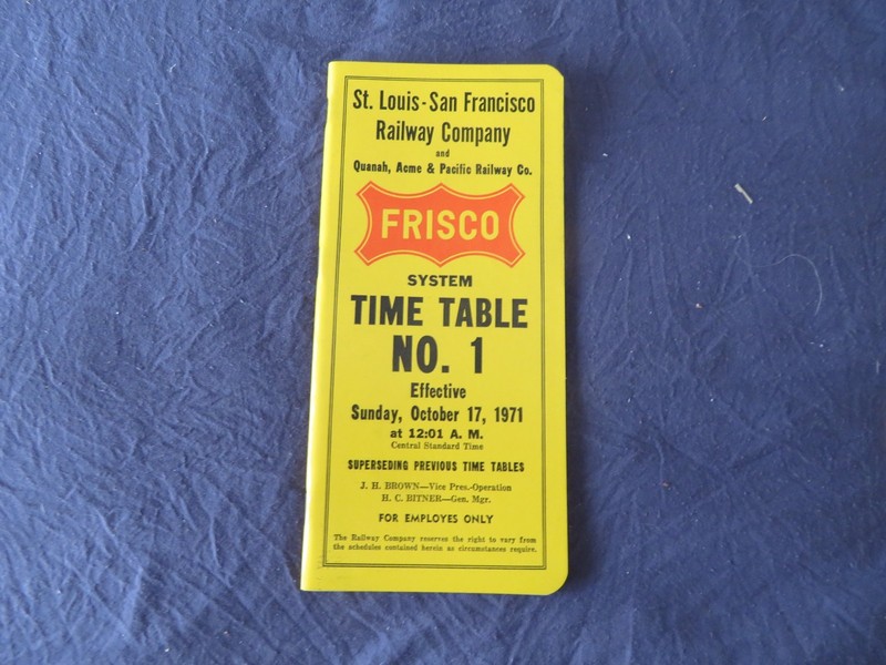 St. Louis-San Francisco  Railway  System Employee Timetable #1 10/17/71