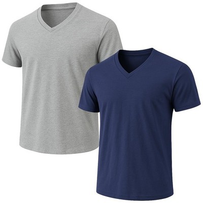 Men s VNeck TShirts   Combed Cotton, PreShrunk, Athletic Fit, Reinforced Coll...
