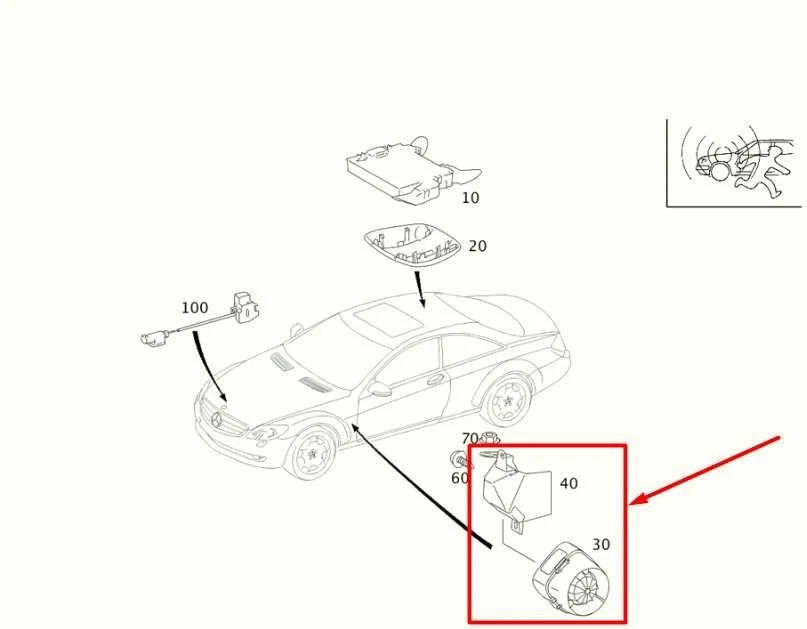 2007-2011 Mercedes-Benz S550 противоугонная сигнализация сиреновый гудок с кронштейном 221-870-13-91 - Изображение 2 из 4