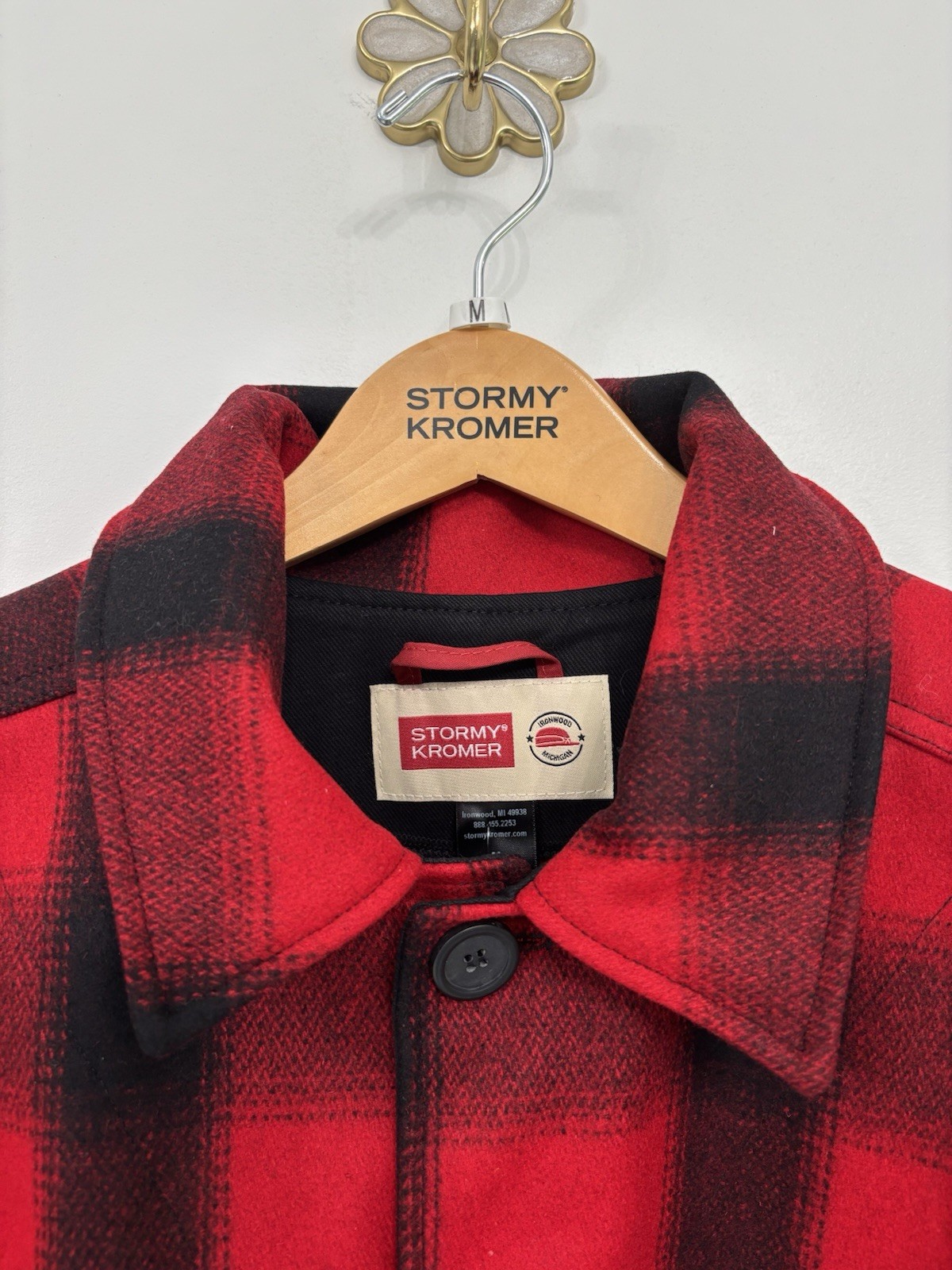 Stormy Kromer Wool Mackinaw Cruiser Coat Red Black Buffalo Plaid Men’s M NEW NWT
