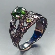Vintage ring Natural Tourmaline Ring 925 Sterling Silver Size 7 /R459878