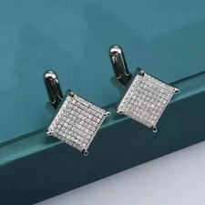 2.00Ct Round Cut Lab Created Diamond Cufflinks For Men's 14k White Gold Plated