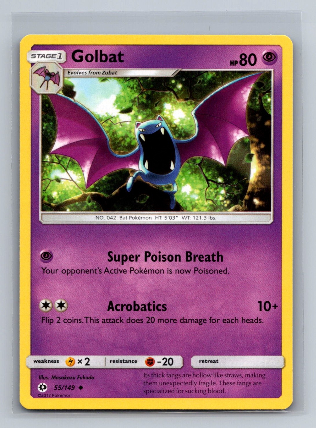 Golbat Normal Uncommon SM Base Set SM01 Psychic 55/149 Pokemon Card TCG