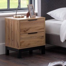 Oak Wood Bali 2 Drawer Bedside Table