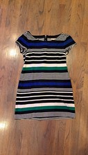 Banana Republic Blue, Black, White, Green Striped Mini Dress Size 6