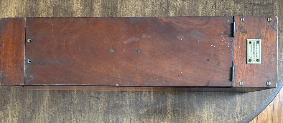 ANTIQUE 19TH CENTURY R.P. WILSON CHROMOMETER WOODEN BOX 21"X5"