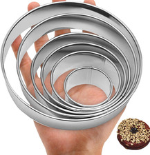 6 Pcs Stainless Steel round Cookie Cutter Set 2, 3, 3.5, 4, 5, 6 Inch ,Multi...