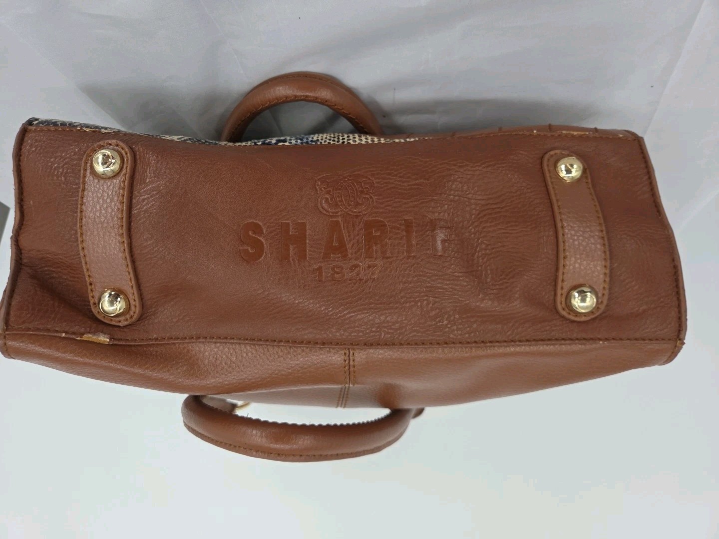 Sharif Studio Leather Handbag Patchwork Snake Pri… - image 5