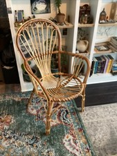 Vintage Retro Original Mid Century Bamboo Caine Chair Two Tones Statement Piece