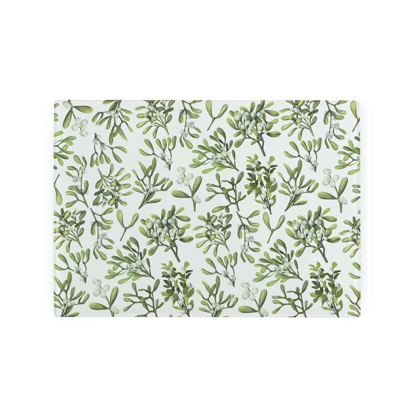 Christmas Small Glass Worktop Saver - Mistletoe Xmas Gift Kitchen Chopping Board
