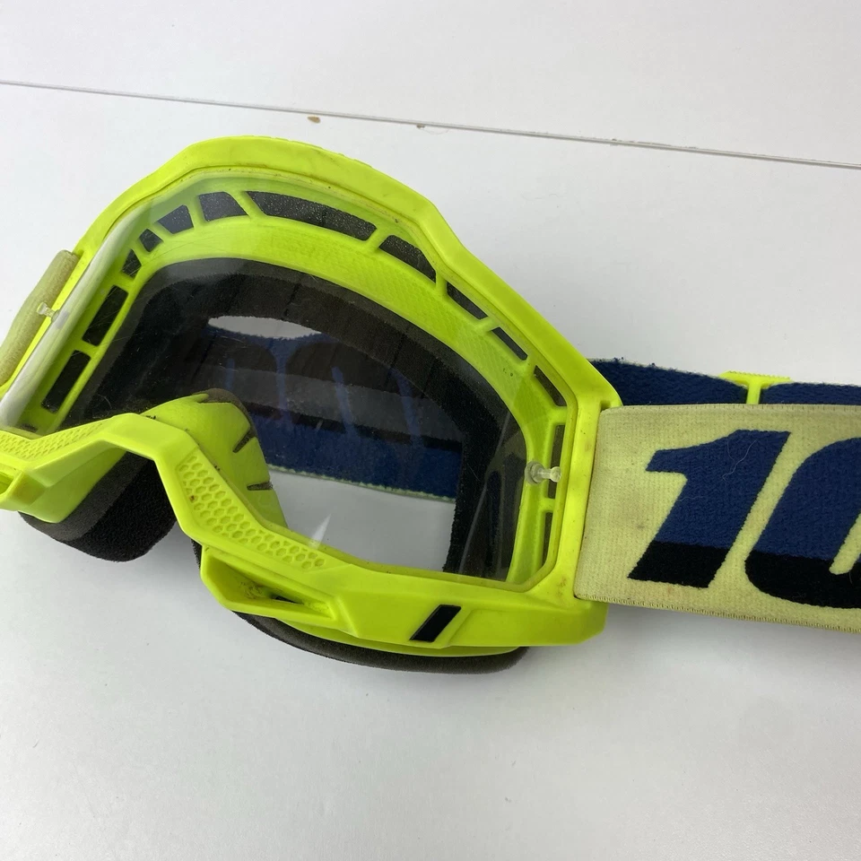 Gafas 100 % amarillas neón lentes transparentes unisex para adultos MX motocross moto todo terreno ATV Foto 3 de 4