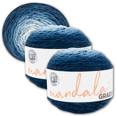 (3 Pack) Lion Brand Yarn 558-213AT Mandala Gradient Worsted  Yarn, Steel Blue