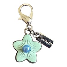 Coach Mini Bag Charm Keychain Blue Flower - NEW