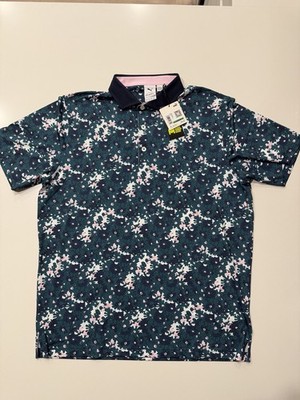 Puma x Arnold Palmer Floral Polo Cold Green 623954-04 Men L NWT