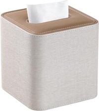 Square Tissue Box Cover PU Leather Tissue Box Holder Cube Linen