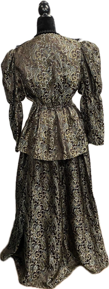 Conjunto de Vestido Steampunk Victoriano Ropa Histórica Premier Designs Brocado Dorado W7 Foto 2 de 4