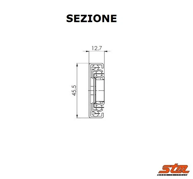 GUIDE SCORREVOLI a SFERE per CASSETTI Portata 45 kg Estrazione Totale Cuscinetti - Immagine 2 di 3