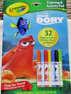 Crayola Disney Pixar Dory Coloring Kit Activity Pad Markers Games Puzzles Mazes 
