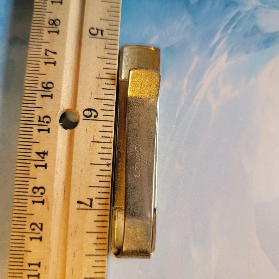 Barra de corbata Anson vintage, broche de corbata para hombre coleccionable blanco lucite dorado cl- Foto 3 de 4