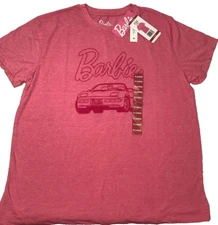 Barbie Women's Pink Graphic Tee w/Logo-Crew Neck Corvette Shirt Sz: S thru XXL🌸