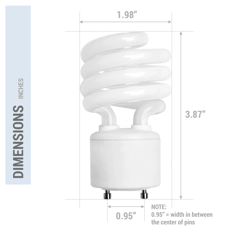 4 Pack Spiral CFL Fluorescent 13 Watt =60W Twist and Lock GU24 2700K Warm White - Image 2 of 4