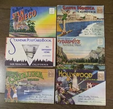 California souvenir postcard folders vintage lot 6 postcards / booklets