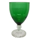 Vintage Anchor Hocking Bubble Foot Green Water Goblet