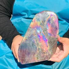 5.03LB Natural Purple Labradorite Quartz Crystal Freeform Mineral Specimen heals