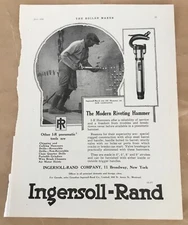 Ingersoll-Rand 1924 print ad vintage 1920s factory riveting hammer industrial