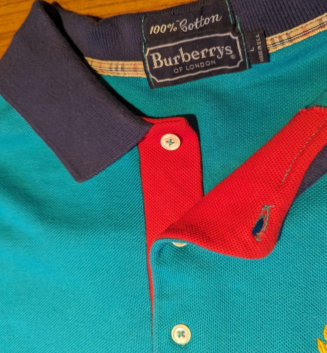Vintage Burberrys of London Archive Logo Embroidered Green Blue
