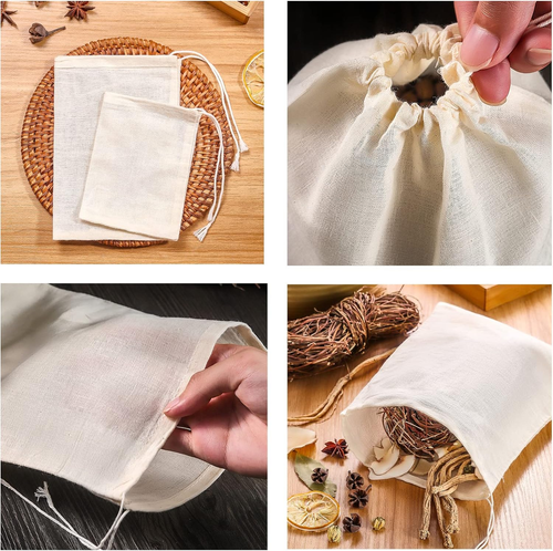 20 Pcs Muslin Drawstring Bags - Natural Unbleached Cotton Straining Bags for Her - Picture 5 of 12