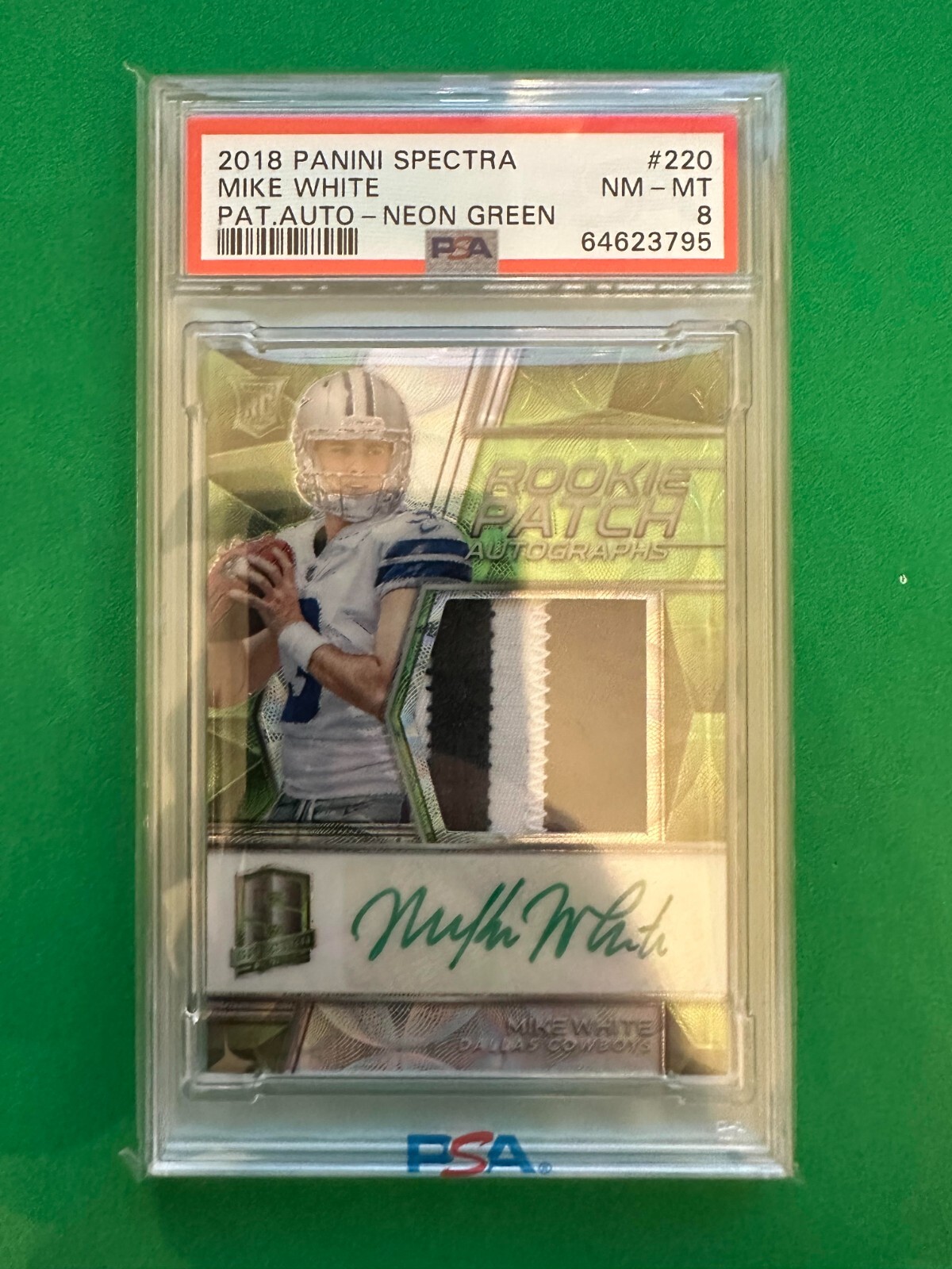 Mike White Panini Spectra #220 Patch Autograph-Neon Green