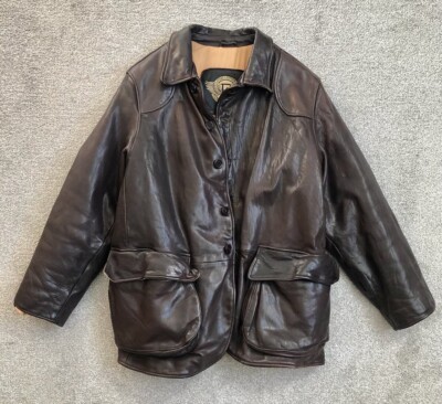 Emporio Armani ブラウン ジャケット レディース ヴィンテージ Vintage Emporio Armani Brown Leather Coat Sz 52 (38R-40S US) | eBay