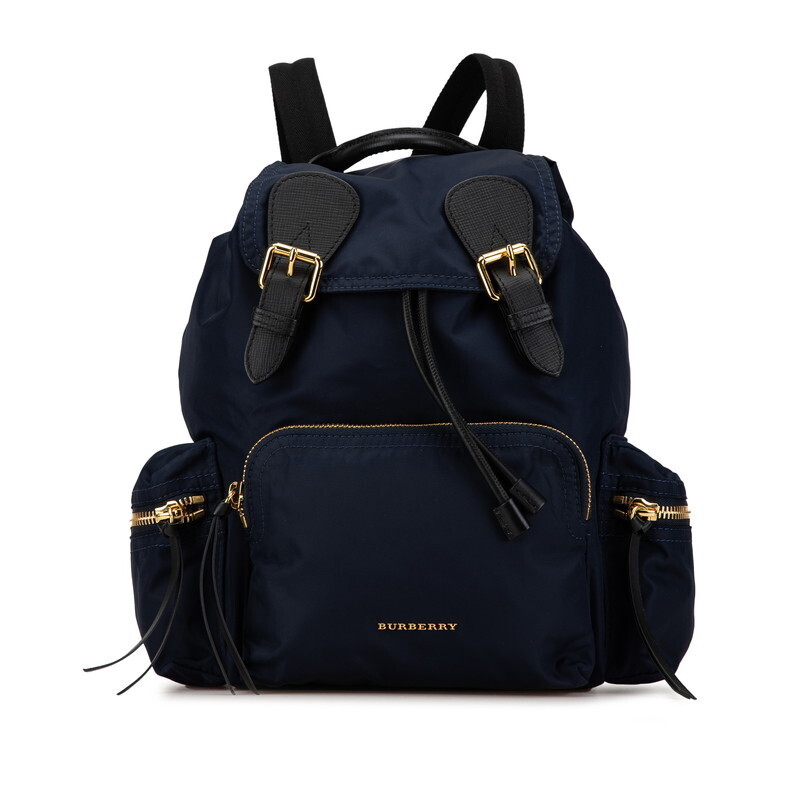 Burberry Backpack Navy Black Nylon Leather Women s BURBERRY Used