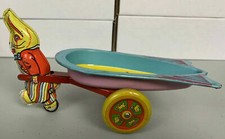 Vintage Easter Bunny With Cart Wyandotte Toy Made In USA Happy Easter Rabbit