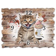 BM Holz Wanduhr leise lautlos Funkwanduhr gross XXL Shabby Vintage 9710-H1-funk