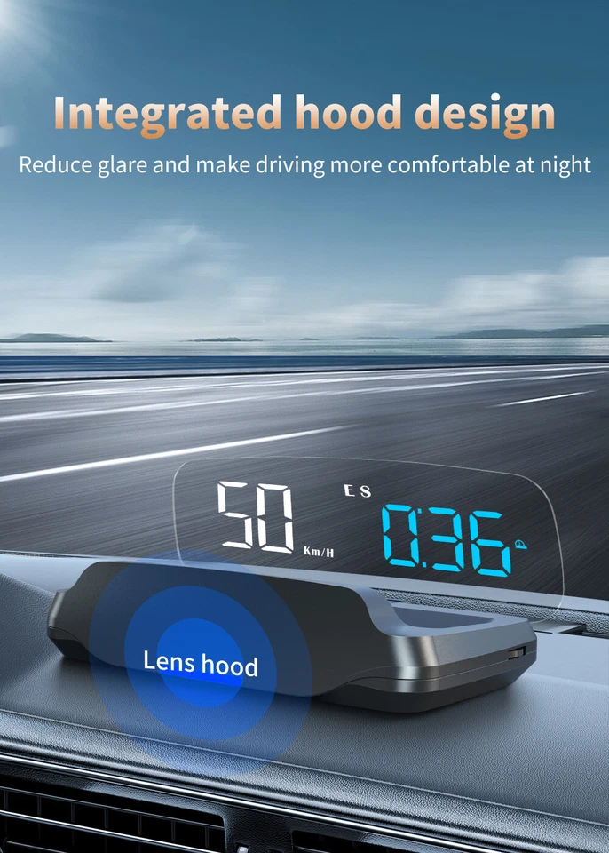 Car Head Up Display GPS Navigation Gauge MPH KM/H Overspeed Alarm HUD Compass — 第 4/4 张图片