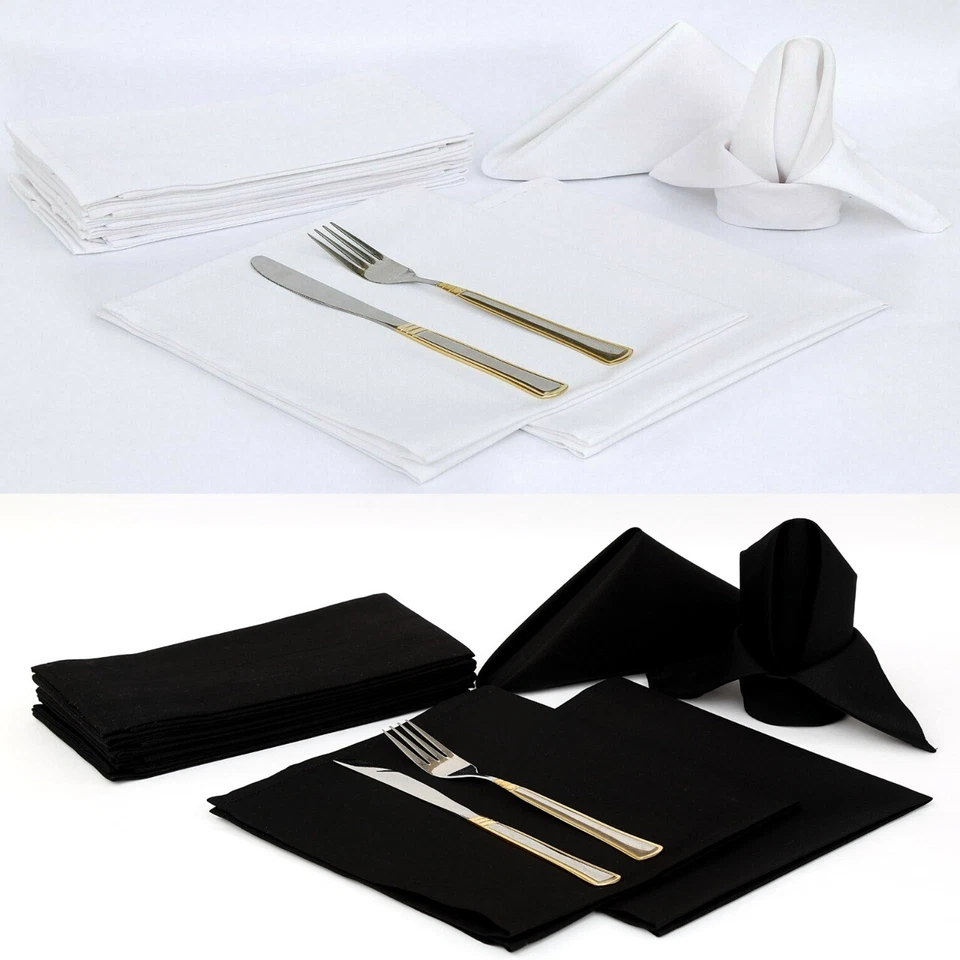 12 Pack Napkins Table Linen Dinner Cloth Poly Cotton Hotel Wedding 45 cm x 45 cm - Image 3 of 4