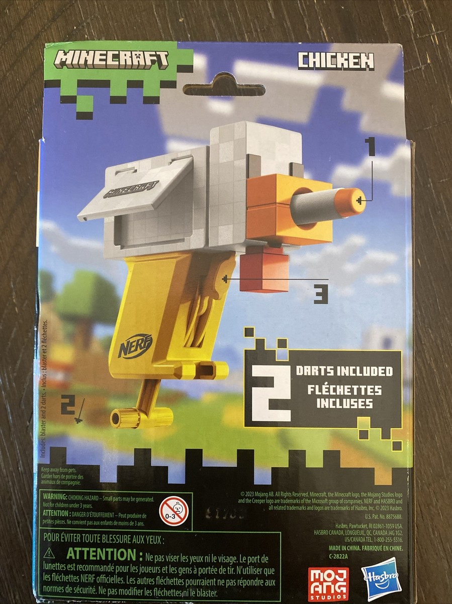 Nerf MicroShots Minecraft Chicken Blaster, Includes 2 Nerf Elite