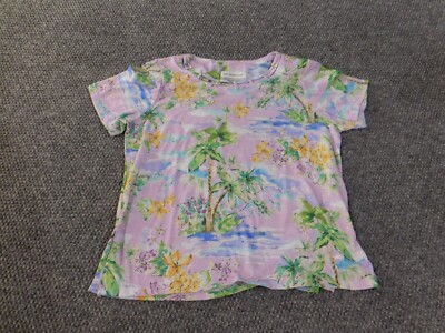 Alfred Dunner top petite small purple floral womens stretch polyester island