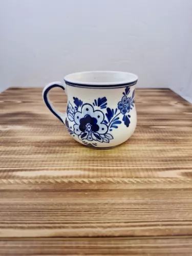 Delft Blue Windmill and Flower Coffee Mug Hand Painted Ceramic