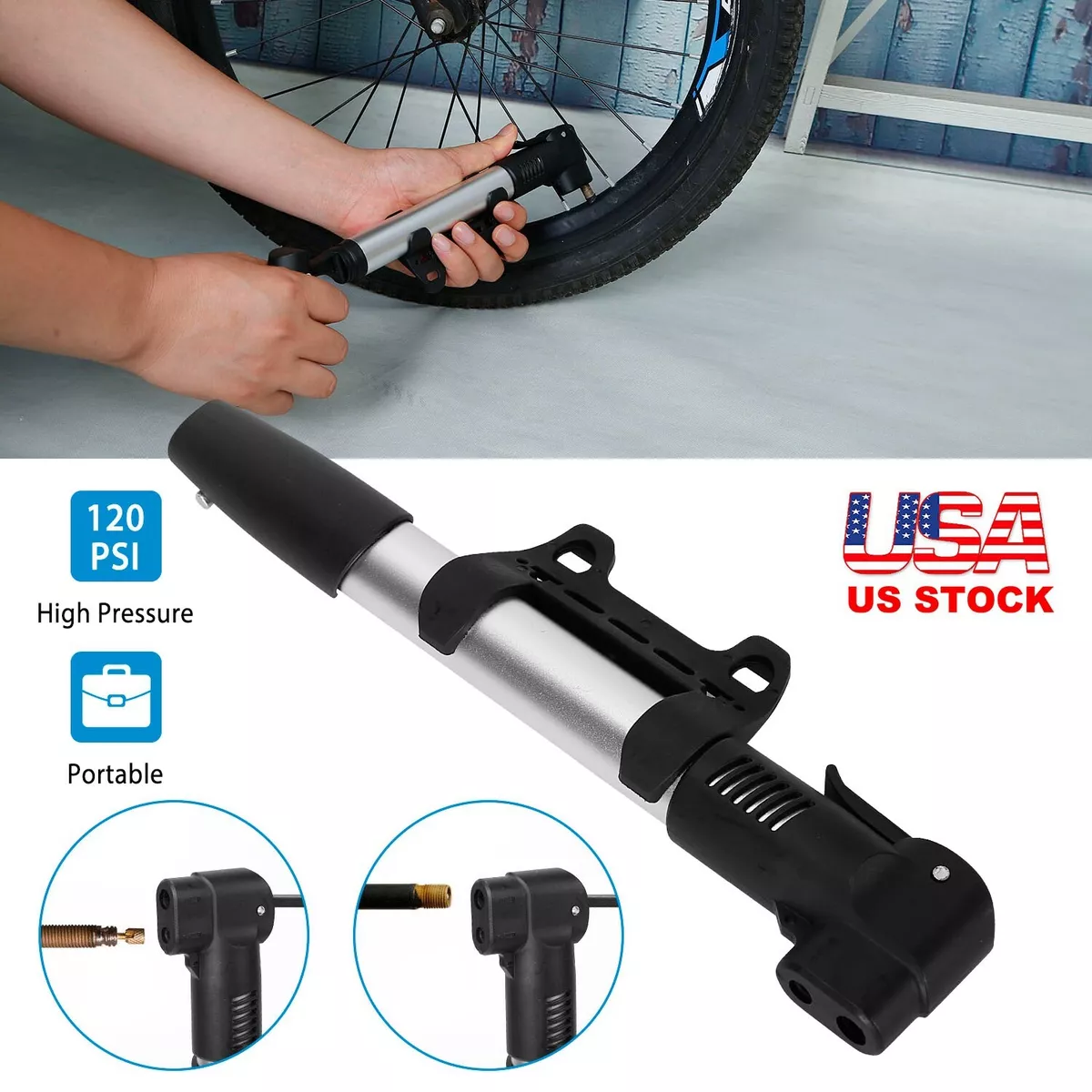 Portable Mini Bike Pump Bicycle Tire Inflator Hand Pump Presta